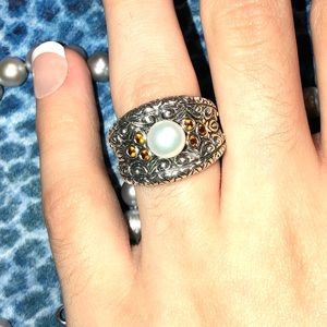 Barbara Bixby pearl and citrine ring